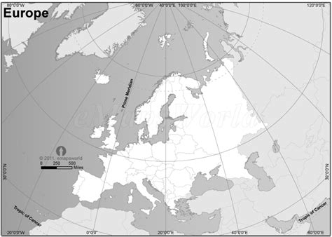 Europe Zoomed Globe Map Black And White Black And White Zoomed Globe