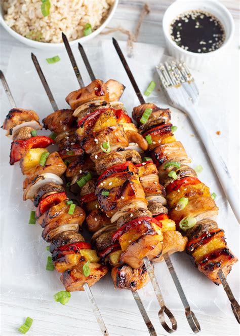 Grilled Teriyaki Chicken Pineapple Kabobs Sprinkled With Balance