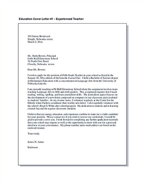 An application letter for teaching. Education Cover Letter for Experienced Teacher , Teaching ...