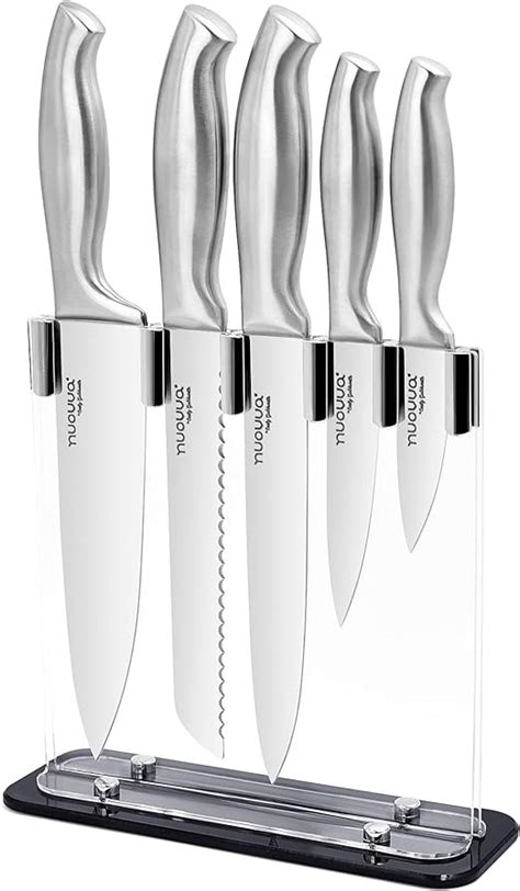 Kitchen Knife Block Set 6 Piece Set With Stainless Steel Knives And