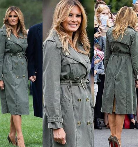 Melania Trump Wears Army Green Trench Coat For Solo Campaign Trip Check Out The Cost Fashion