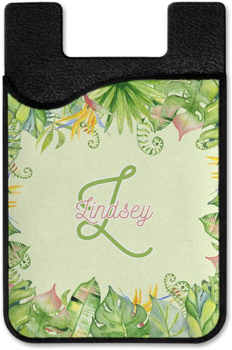Custom Tropical Leaves Border 2 In 1 Cell Phone Credit Card Holder