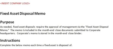 Fixed Asset Disposal Form Accounting Template
