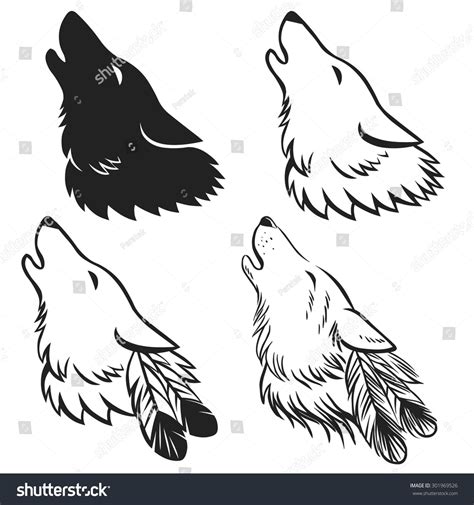 Howling Wolfs Head Hand Drawn Vector Stock Vector 301969526 Wolf