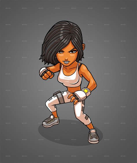 Fighter Girl Cartoon Mascot Graphics Graphicriver
