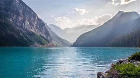Lake Mountains Water Forest Sky Canada Lake Louise Hd Wallpapers