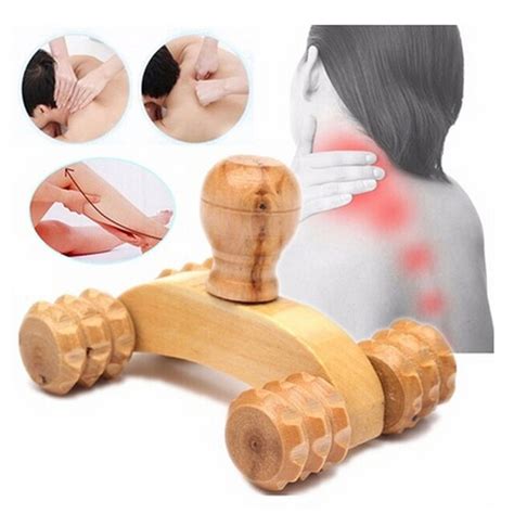 Solid Wood Full Body Four Wheels Wooden Car Roller Relaxing Hand Massage Tool Reflexology Face