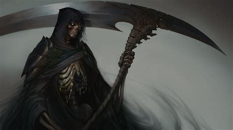Death Monochrome Fantasy Art Grim Reaper Skull Hd Wallpaper Rare