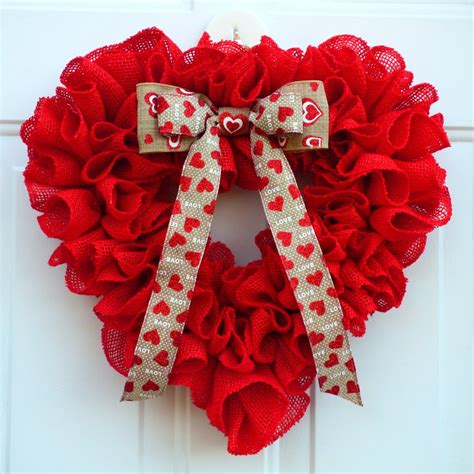 Valentines Day Burlap Wreathvalentines Day Wreathheart Etsy