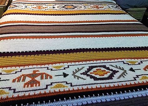 Vintage Crochet Afghan Indian Blanket Pattern Pdf Instant