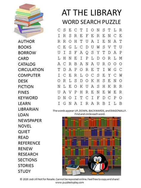 Library Word Search Puzzle Puzzles To Play