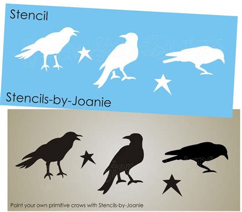 Primitive Crow Stencil Black Birds You Paint Craft Folk Art Design