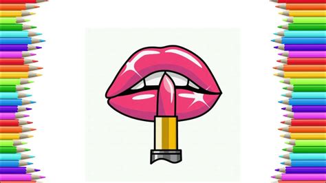 Draw a c shaped line to connect the lines at the top. How to Draw Cute Lips Lipstick - Dress Up Easy Drawing ...
