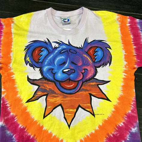 1999 Grateful Dead Dancing Bear Liquid Blue Tie Dye S Gem
