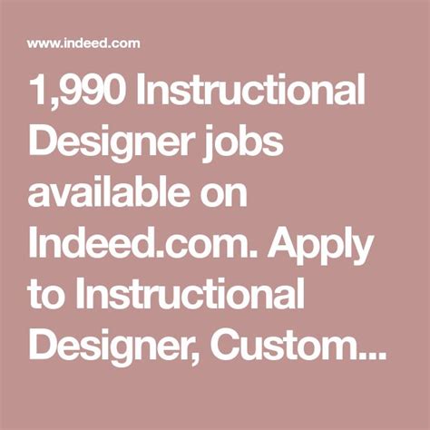 1990 Instructional Designer Jobs Available On Apply To