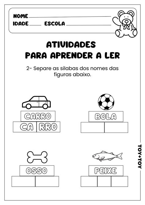 Atividades Para Aprender A Ler Toy Toy