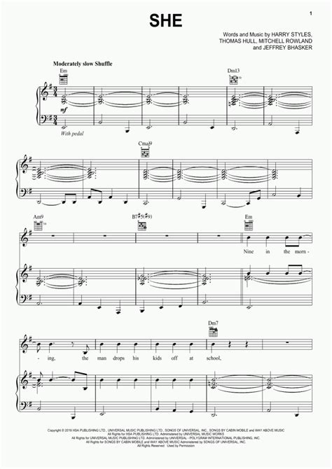Learn to play piano with the songs you know and love. She Piano Sheet Music | OnlinePianist