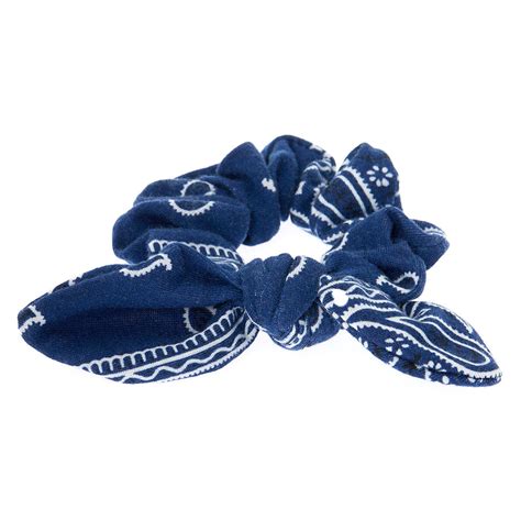 Bandana Knotted Bow Hair Scrunchie Navy Claires Us