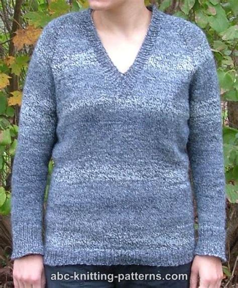 Abc Knitting Patterns Top Down V Neck Raglan Sweater