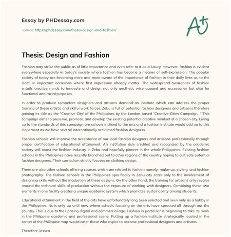 Thesis Design And Fashion