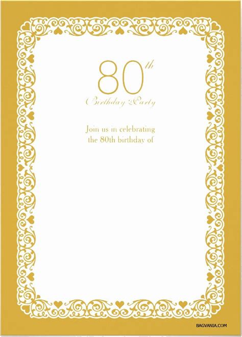 80th Birthday Invitation Templates Unique Free Printable 80th Birthday