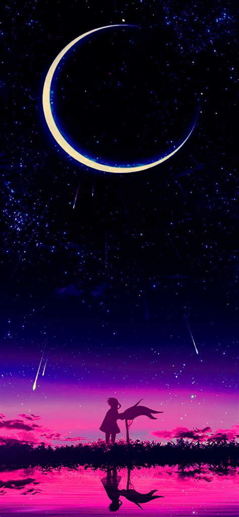 1125x2436 Cool Anime Starry Night Illustration Iphone Xs