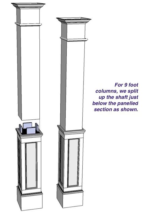 Square Half Recessed Paneled Hardwood Column I Elite Trimworks