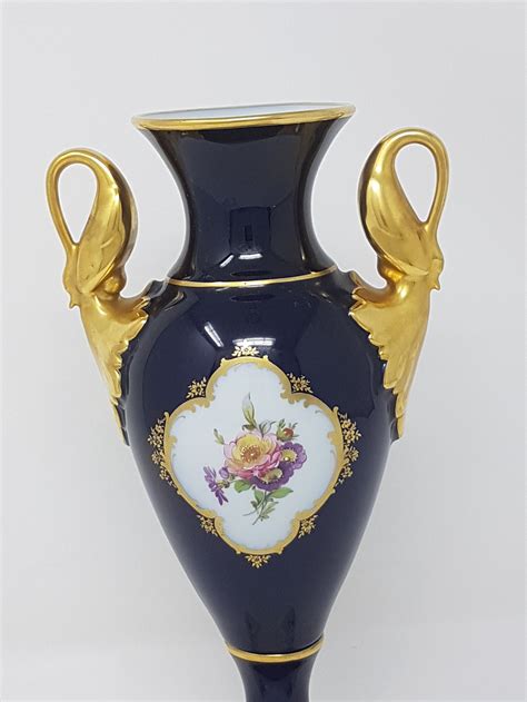Kaiser Porzellan Vase Gloria Mit Schwanenhenkel Kobalt Blau Etsy
