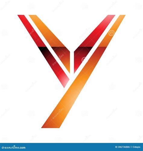 Orange And Red Glossy Uppercase Letter Y Icon Stock Vector