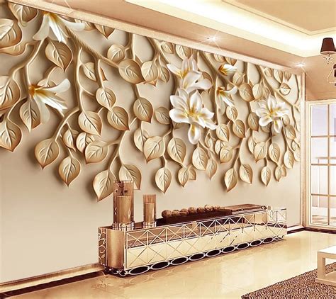 bacaz embossed texture 3d leaf wallpaper murals flower for living room sofa background papel