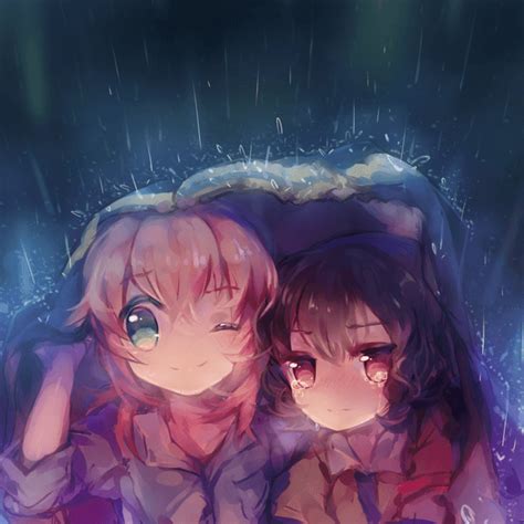 Two Cute Manga Girls Shelter From The Rain In This