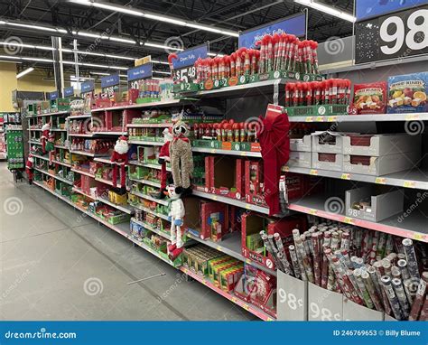 Walmart Grocery Store Interior Holiday Themed Aisle Editorial Stock