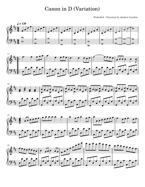 Free sheet music edition pachelbel's canon in d for guitar (free pdf) premium tab edition. Canon in D (Original Piano Variation) sheet music for ...