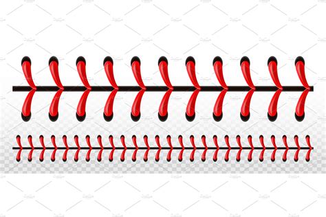 Baseball Ball Stitche Red Lace Seam Object Illustrations Creative
