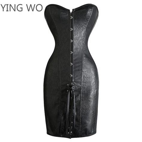 find more bustiers and corsets information about black floral print leather steampunk corset dress