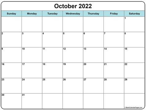 October 2022 Calendar Printable Word Printable Blank World