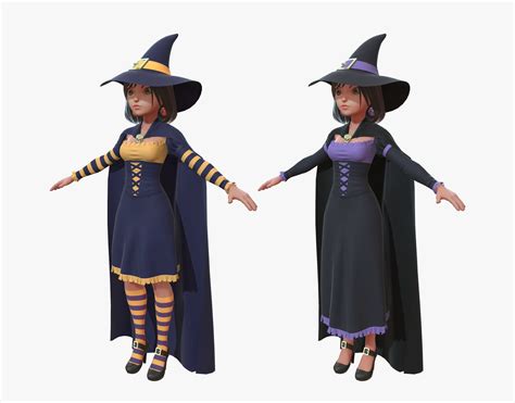 3d Model Cartoon Witch Girl Cgtrader