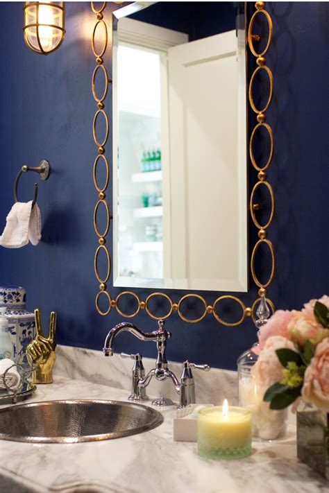 Blue navy yellow gold white party time horizontal seamless border with venetian masks confetti and serpentines on white. {my style at home} The Powder Room... - Rach Parcell