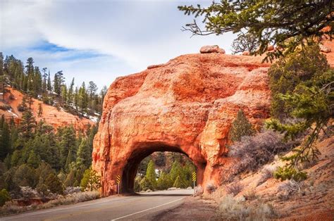 Red Canyon Road Tunnel Stock Image Image Of National 104656077