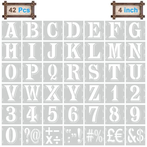 Buy 4 Inch Alphabet Letter Stencils Kit 42 Pcs Reusable Interlocking