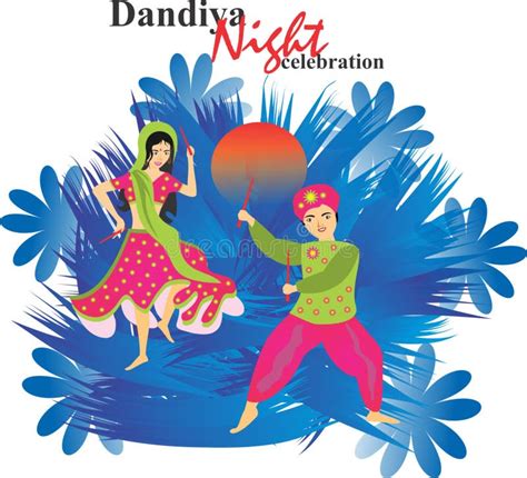 Couple Playing Dandiya Garba Night Poster For Navratri Dussehra
