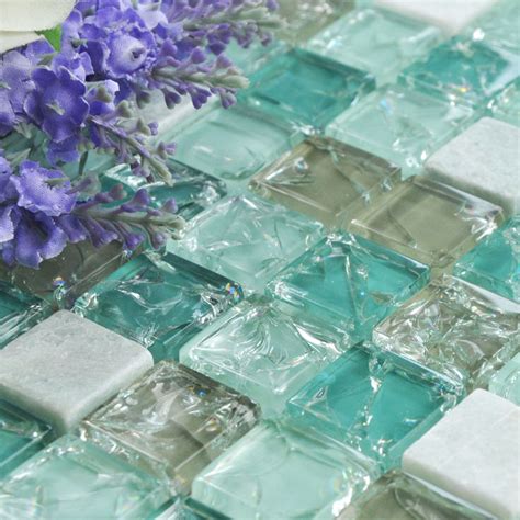 Wholesale Cream Stone With Crackle Crystal Mosaic Tile Sheet Square