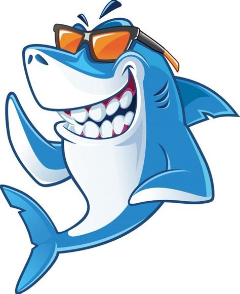 Premium Vector Shark With Sunglasses Cartoon Fish Shark Art Shark