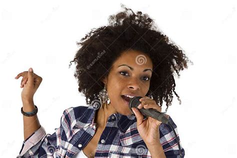 Beautiful African American Woman Karaoke Singer Stock Photo Image Of