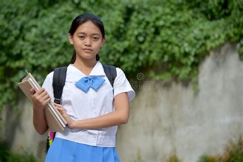 Serious Beautiful Filipina Student Teenager School Girl Stock Image