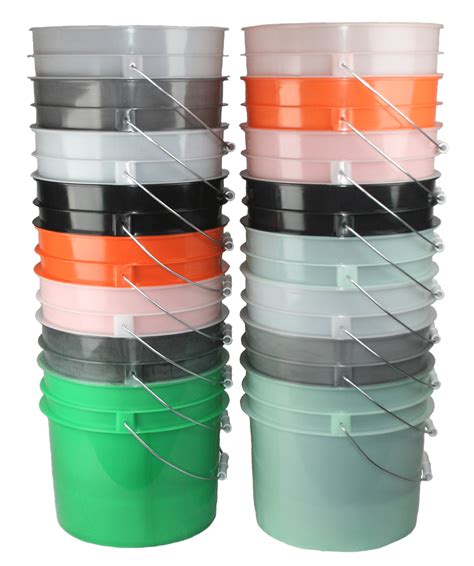 Bulk 3 5 Gallon Round Plastic Bucket W Wire Handle Plastic Grip Color