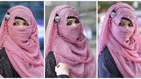 Most Unique And Eating Friendly Hijab Niqab Style Tutorial With Front And Back Coverage