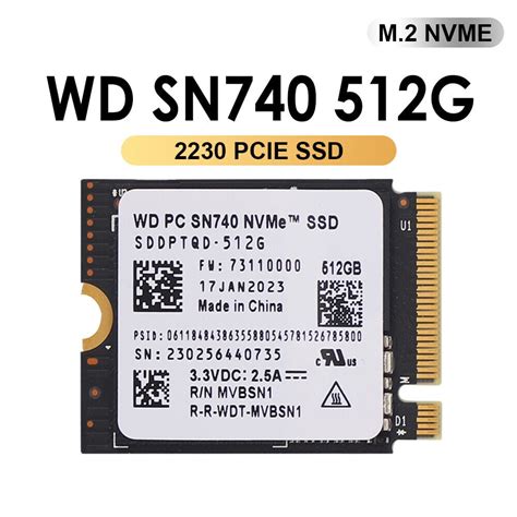 Wd Pc Sn740 512gb M2 2230 Ssd Nvme Pcie 4x4 For Microsoft Surface
