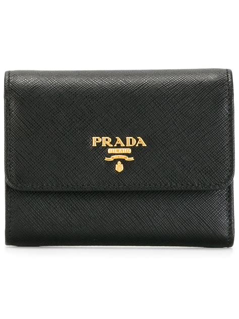 Lyst Prada Tri Fold Wallet Women Calf Leather One Size In Black