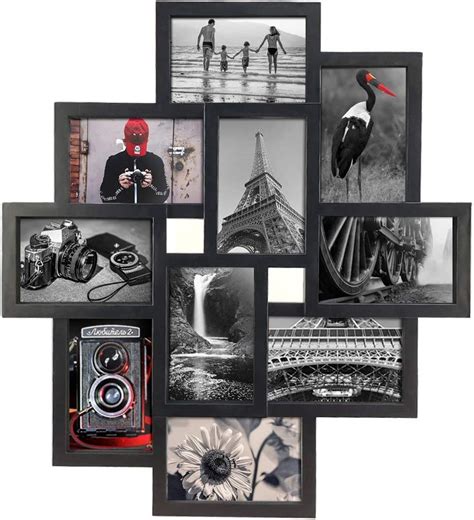 10 opening 4x6 black collage picture frame wall hanging for 4 by 6 inch multiple photo frames